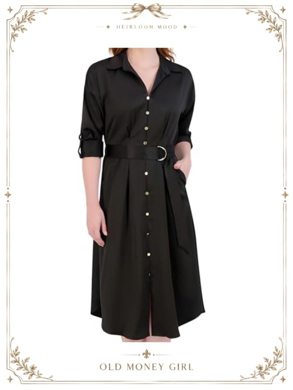 Satin Button-Down Maxi Shirt Dress Long Sleeve Belted Casual